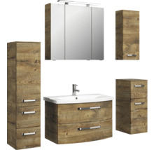 Badezimmermöbel Set mit Waschtischunterschrank, Spiegelschrank und Hochschränken