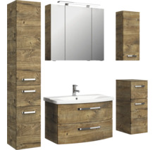 Badezimmermöbelset mit Waschtisch, Spiegelschrank und Hochschrank