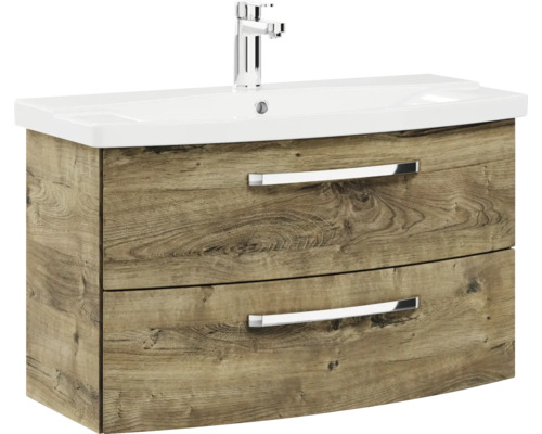 Waschtischunterschrank mit zwei Schubladen und Keramikwaschbecken