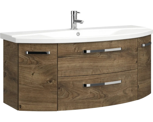 Waschtischunterschrank mit Waschbecken und Armatur im Badezimmer