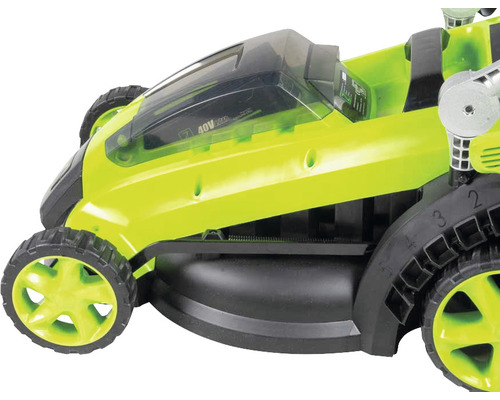 Detailansicht eines Rasenmähers