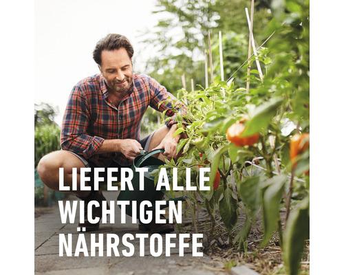 Mann gießt Pflanzen im Garten mit einer Gießkanne