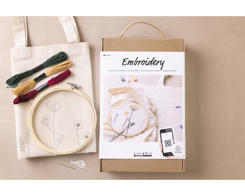 Stickset für Anfänger mit Stickrahmen, Garn, Nadel und Tragetasche