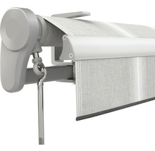 SOLUNA Gelenkarmmarkise Trend 3,5x2 Stoff Dessin D418 Gestell E6EV1 silber eloxiert Antrieb links inkl. Kurbel