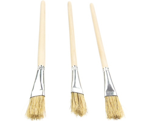 Drei Lackierpinsel mit Holzgriff und Naturborsten