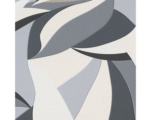 Nahaufnahme einer Tapete mit abstraktem Muster in verschiedenen Grautönen