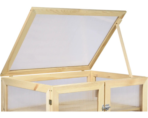 Holz Frühbeet mit geöffnetem Deckel