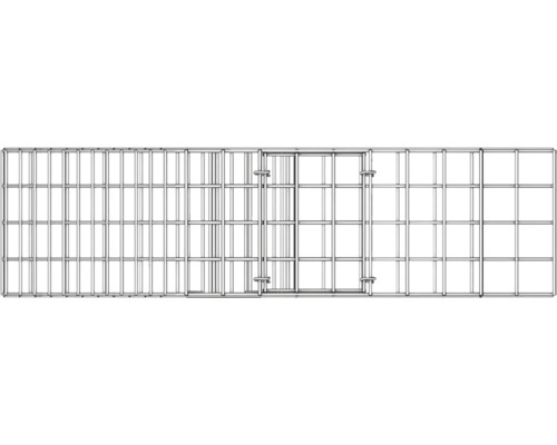 Draufsicht eines Metallgitterrosts mit Öffnung
