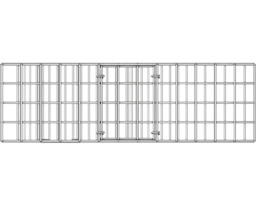 Ansicht von oben des Metallrahmens eines Seecontainers