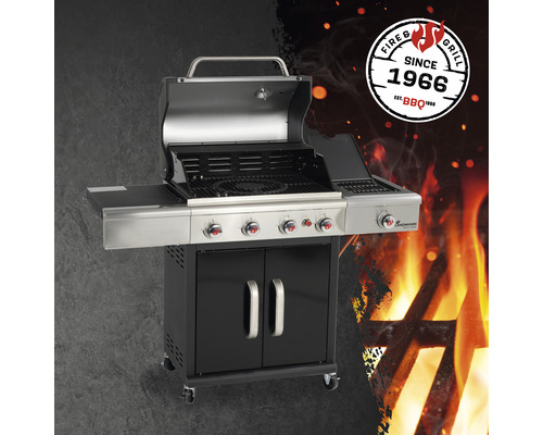Gasgrill mit vier Brennern, Ablageflächen und Unterschrank