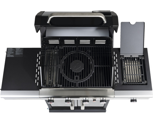 Gasgrill mit Grillrost und Seitenbrenner von oben