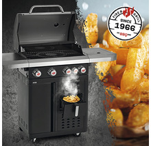 Gasgrill mit Fritteuse und Feuer Grill Logo