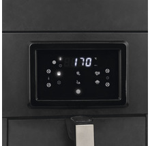 Bedienfeld einer Fritteuse mit digitaler Anzeige und verschiedenen Symbolen für Funktionen.