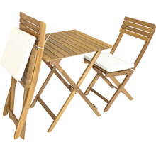 Gartenmöbelset GARDEN PLACE Lisa 2 -Sitzer 3 tlg. braun aus Holz, klappbar, inkl. Sitzkissen