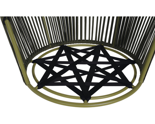 Detailansicht eines Seilsessels mit geflochtener Sitzfläche