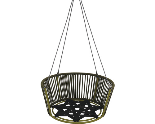 Hängesessel mit geflochtener Sitzfläche und Aufhängung