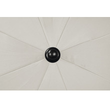 Detailaufnahme eines Sonnenschirms mit schwarzem Knopf
