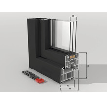 Kunststofffenster 1-flg. ARON Basic weiß/anthrazit 800x900 mm DIN Rechts-thumb-3