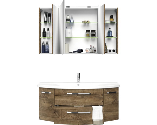 Waschtisch mit Spiegel, Holzdekor und Schubladen für das Badezimmer