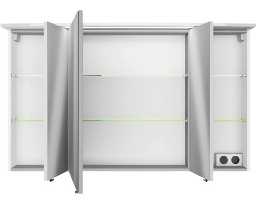 Offener Spiegelschrank mit Regalböden