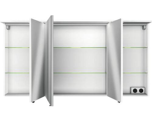 Offener Spiegelschrank mit Glasablagen