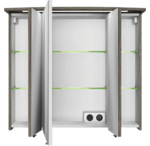 Badmöbel-Set Pelipal Serie 4010 BxHxT 114 x 200 x 45 cm Frontfarbe graphit struktur quer Badmöbelset 5-teilig und mehr mit Waschtisch Keramik weiß und Keramik-Waschtisch Waschtischunterschrank Spiegelschrank mit LED-Beleuchtung Unterschrank