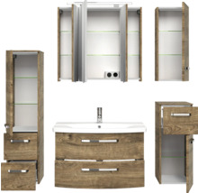 Badezimmermöbel-Set mit Waschbecken, Spiegelschrank und Hochschränken
