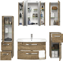 Badezimmer-Set mit Waschtischunterschrank, Spiegelschrank und Hochschränken für zusätzlichen Stauraum