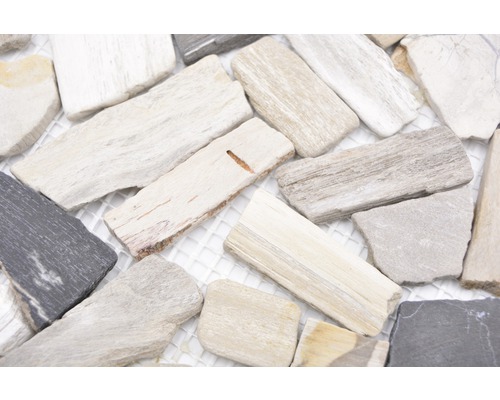 Fossil-Holz Mosaikfliesen auf einem Trägernetz