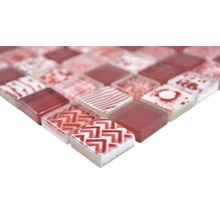 Glasmosaik Quadrat Crystal Mix red