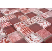 Glasmosaik Quadrat Crystal Mix red