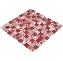 Glasmosaik Quadrat Crystal Mix red