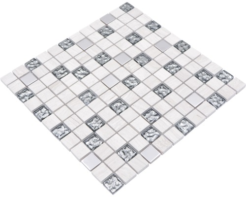 Mosaikfliese aus Glas und Naturstein