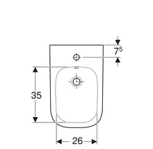 Technische Zeichnung eines Bidet mit Maßangaben