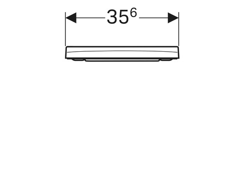Technische Zeichnung eines Toilettendeckels mit der Angabe 356 Millimeter
