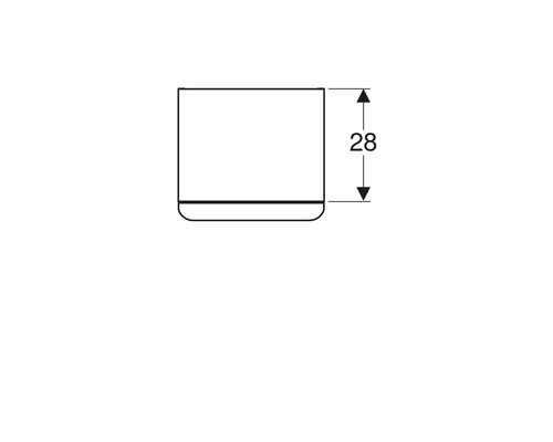 Technische Zeichnung eines Sanitärprodukts mit einer Höhe von 28 Millimetern