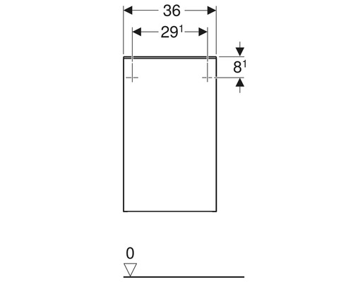 Technische Zeichnung eines Spiegelschranks mit Maßangaben.