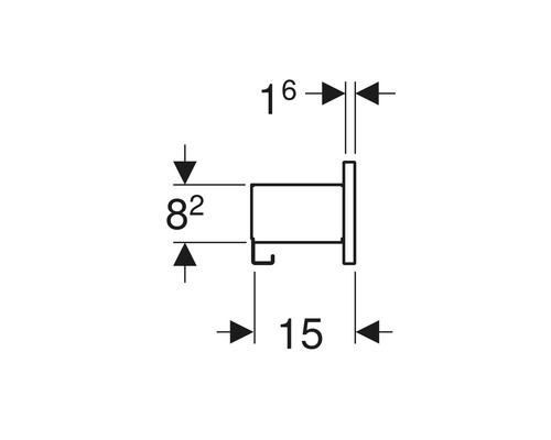 Technische Zeichnung eines Toilettenpapierhalters mit Maßangaben