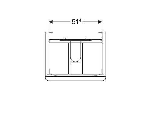 Technische Zeichnung eines Waschtischunterschranks mit Maßangabe 514