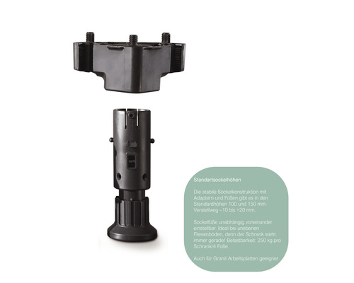 Schrankfuß mit Adapter zur Höhenverstellung