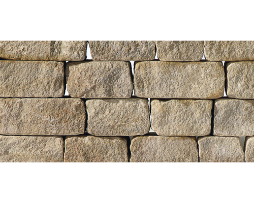 Nahaufnahme einer Mauer aus Sandsteinen