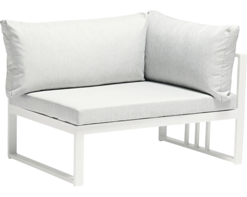 Gartensessel mit weißem Metallrahmen und Sitz- und Rückenkissen