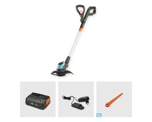 Akku Rasentrimmer Set mit Akku, Ladegerät und Ersatzmessern