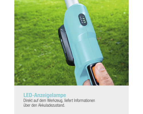 Gardena Akku-Rasentrimmer mit LED-Anzeigelampe zur Akkustandsanzeige