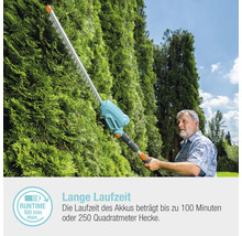 Mann schneidet Hecke mit Akku-Heckenschere