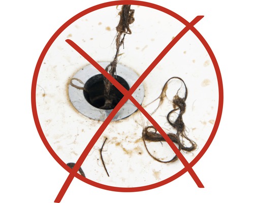 Verstopfter Abfluss mit rotem Verbotssymbol