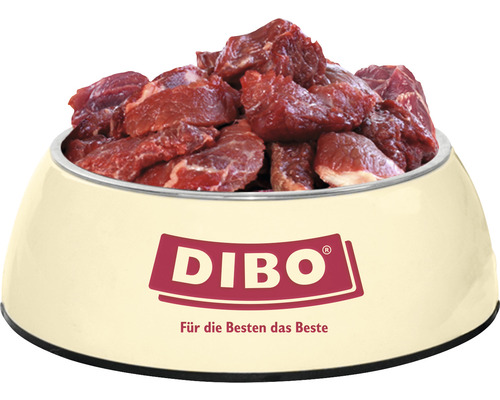 Futternapf gefüllt mit rohem Hundefutter von Dibo