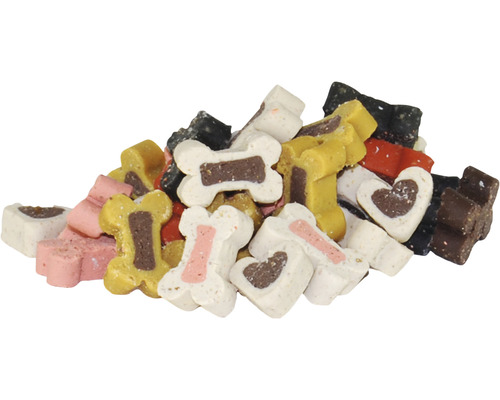 Haufen verschiedenfarbiger Hundekuchen in Knochenform