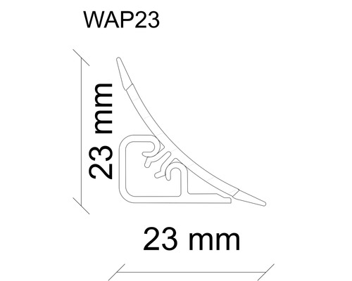 Technische Zeichnung eines WAP23 Profils mit Maßangaben 23 mm