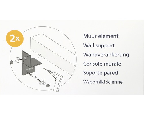 Abbildung einer Wandbefestigung mit Montageanleitung
